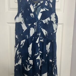 Blue and White Sleeveless Dress